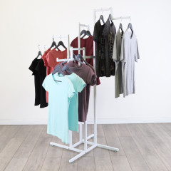 4 Way Cloth Display Rack Garment Display Rack Gloss Chrome Clothes Rail Display Stand - 4 Stepped Arms