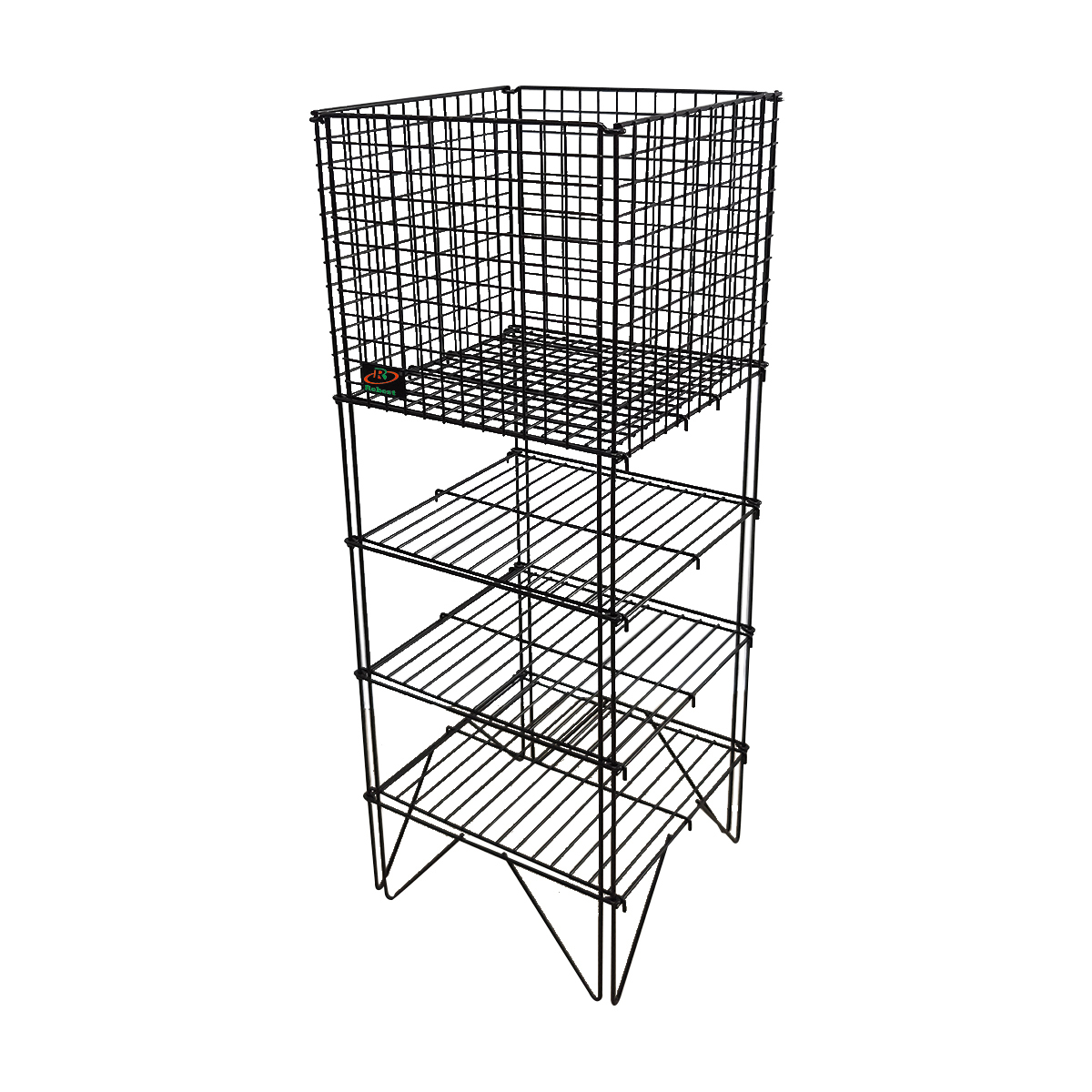 Square Collapsible Black Dump Basket | Retail Merchandising Storage Bin