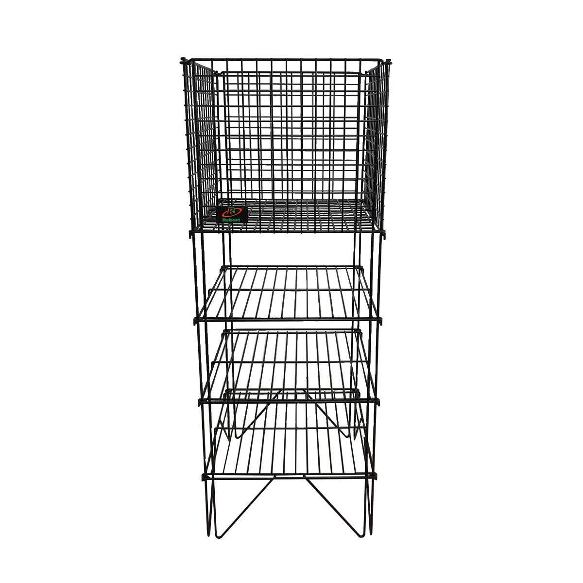 Square Collapsible Black Dump Basket | Retail Merchandising Storage Bin