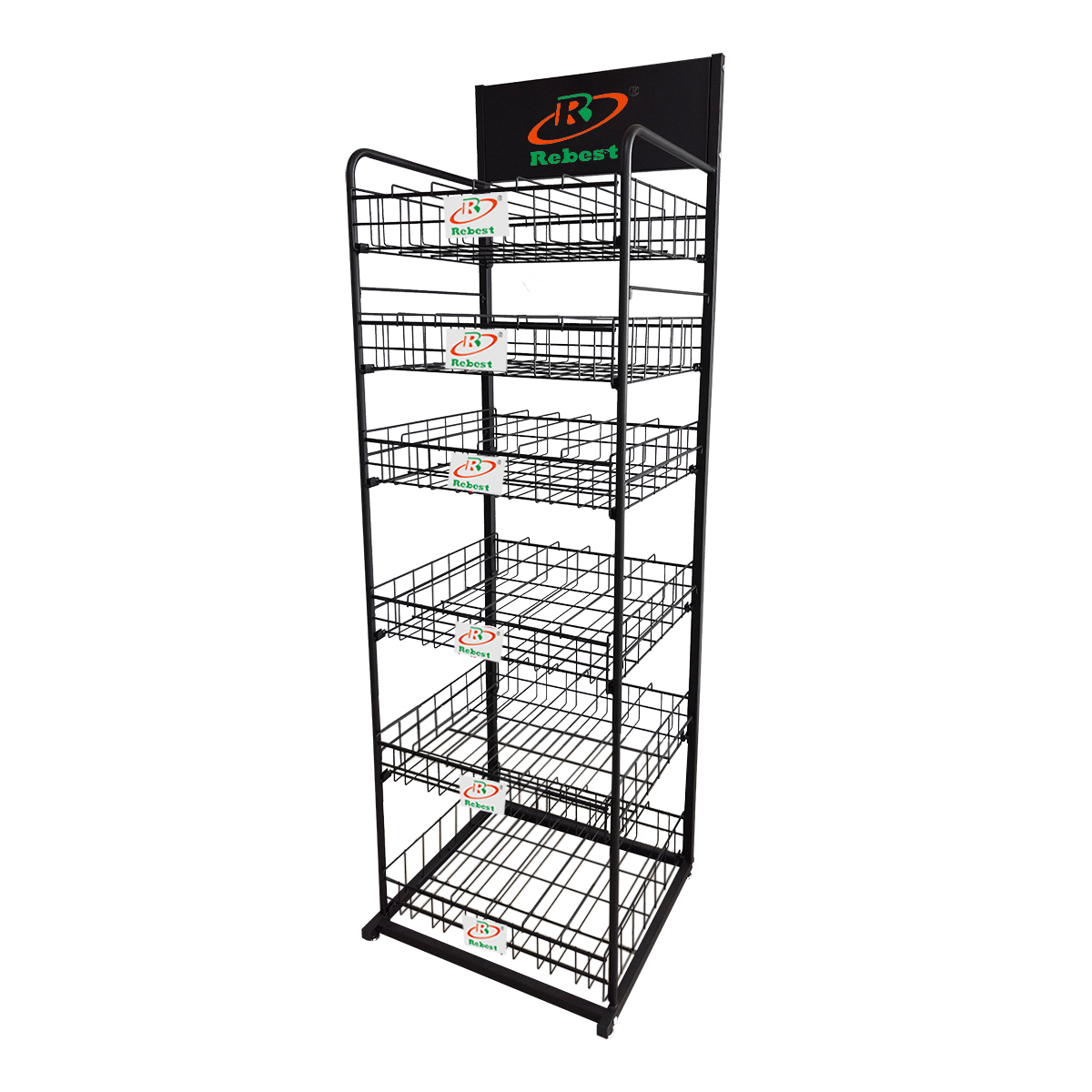 6-Layer Metal Bottle Stand with Baskets & Branding