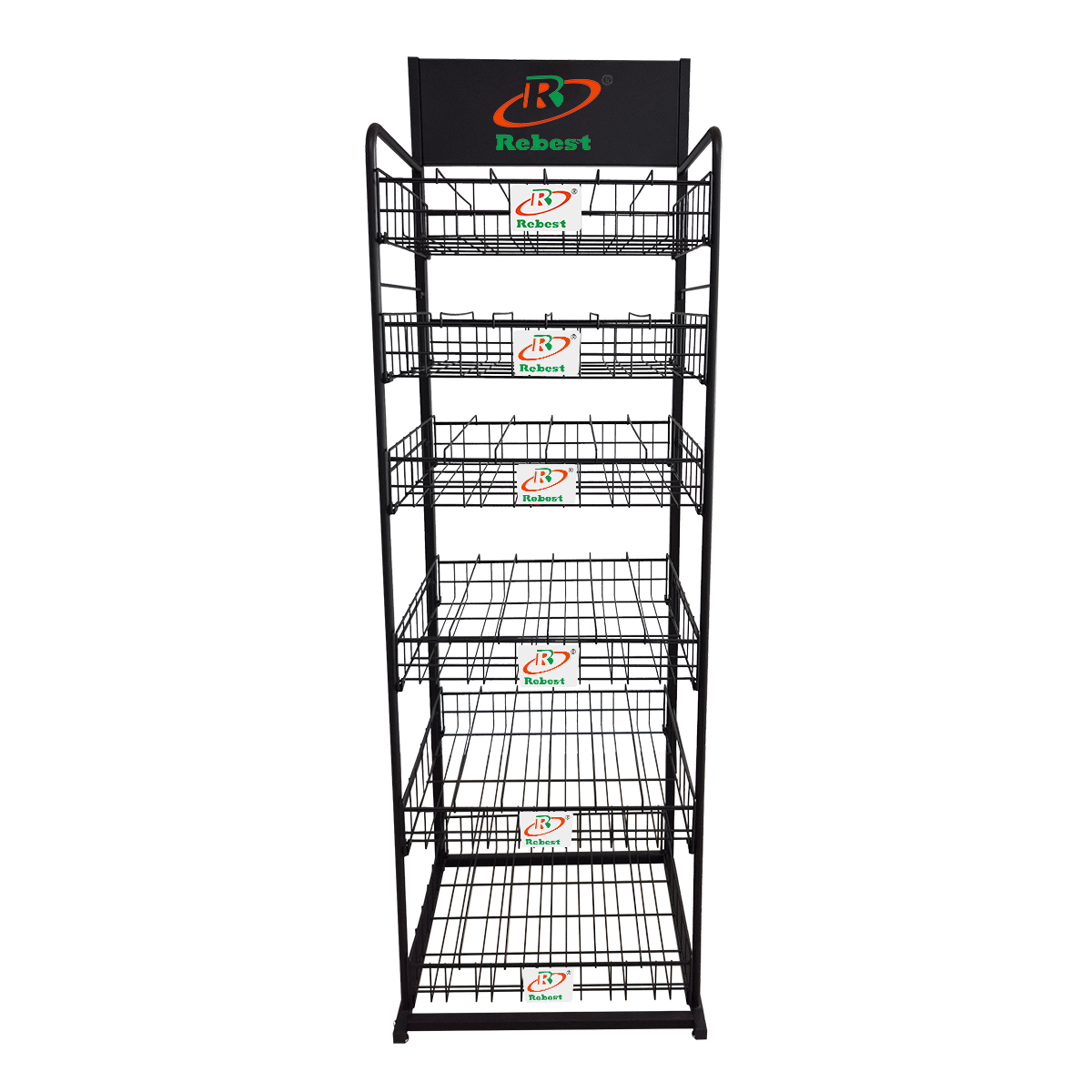 6-Layer Metal Bottle Stand with Baskets & Branding