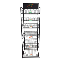 6-Layer Metal Bottle Stand with Baskets & Branding