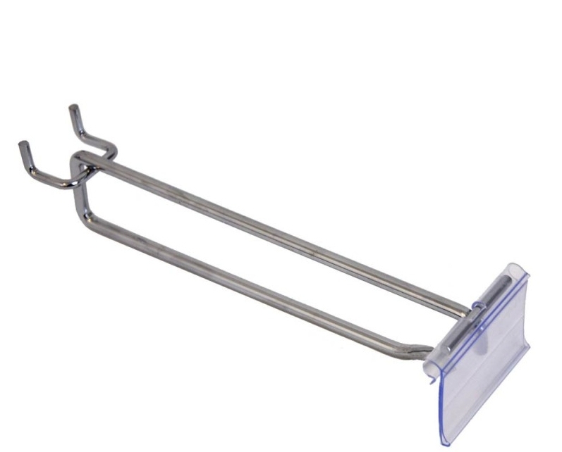 Flip Scan Metal Pegboard Hook with Clear Label Holder – Chrome