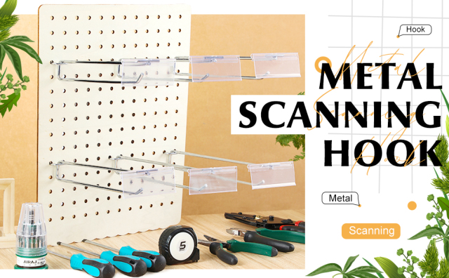 Flip Scan Metal Pegboard Hook with Clear Label Holder – Chrome