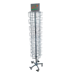 72-Pocket Rotating Greeting Card Display Rack with Wheels