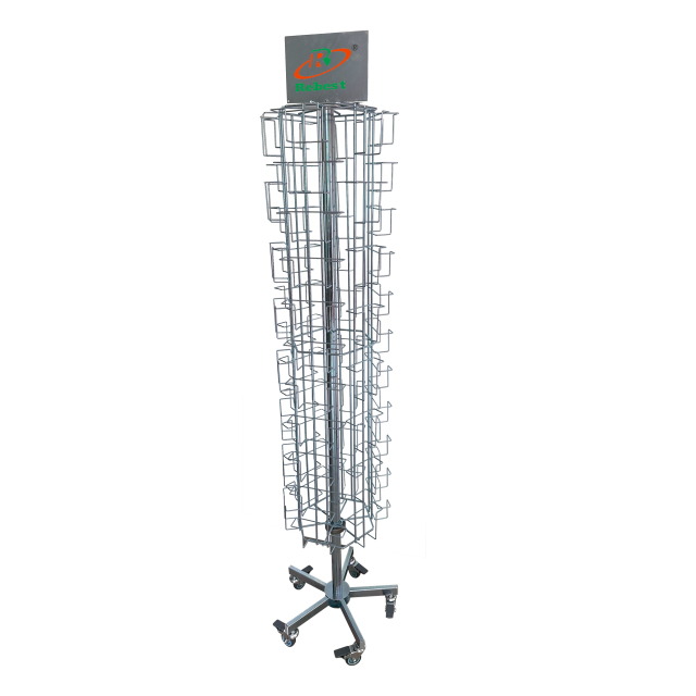 72-Pocket Rotating Greeting Card Display Rack with Wheels
