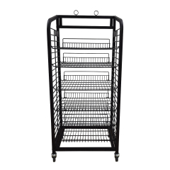 6-Shelf Bakery Display in Black Metal Wire Rack Storage Unit with Tilting Shelves