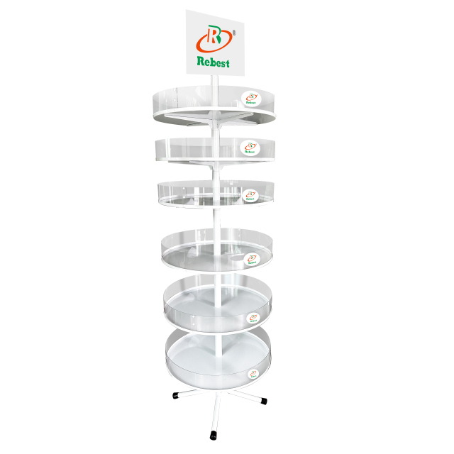 6-Tier Rotating Doll Display Stand with Logo Header