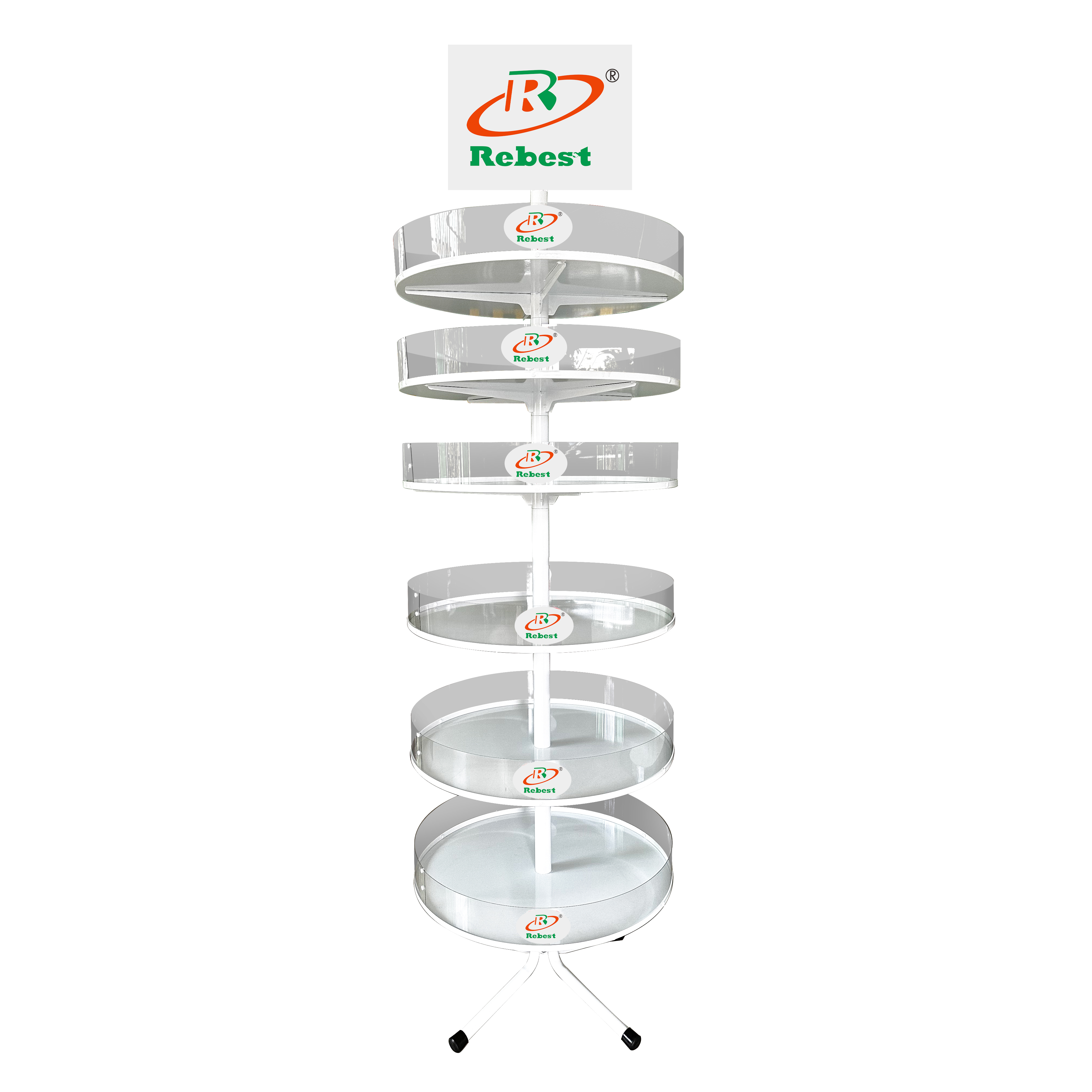 6-Tier Rotating Doll Display Stand with Logo Header