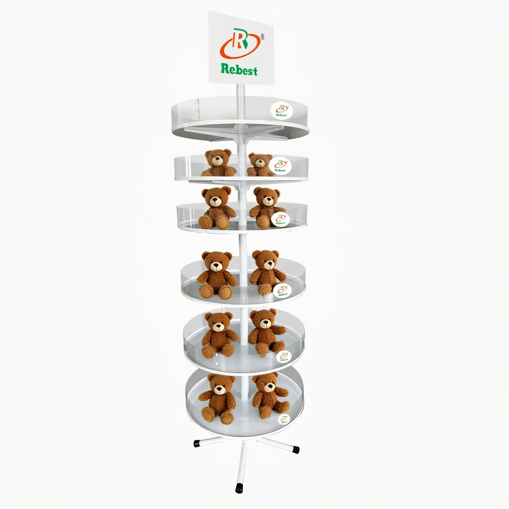6-Tier Rotating Doll Display Stand with Logo Header