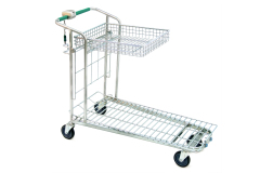 Two-Tier Flatbed Trolley with Foldable Basket – DIY & Garden Centre Cart – Heavy-Duty Utility Trolley
