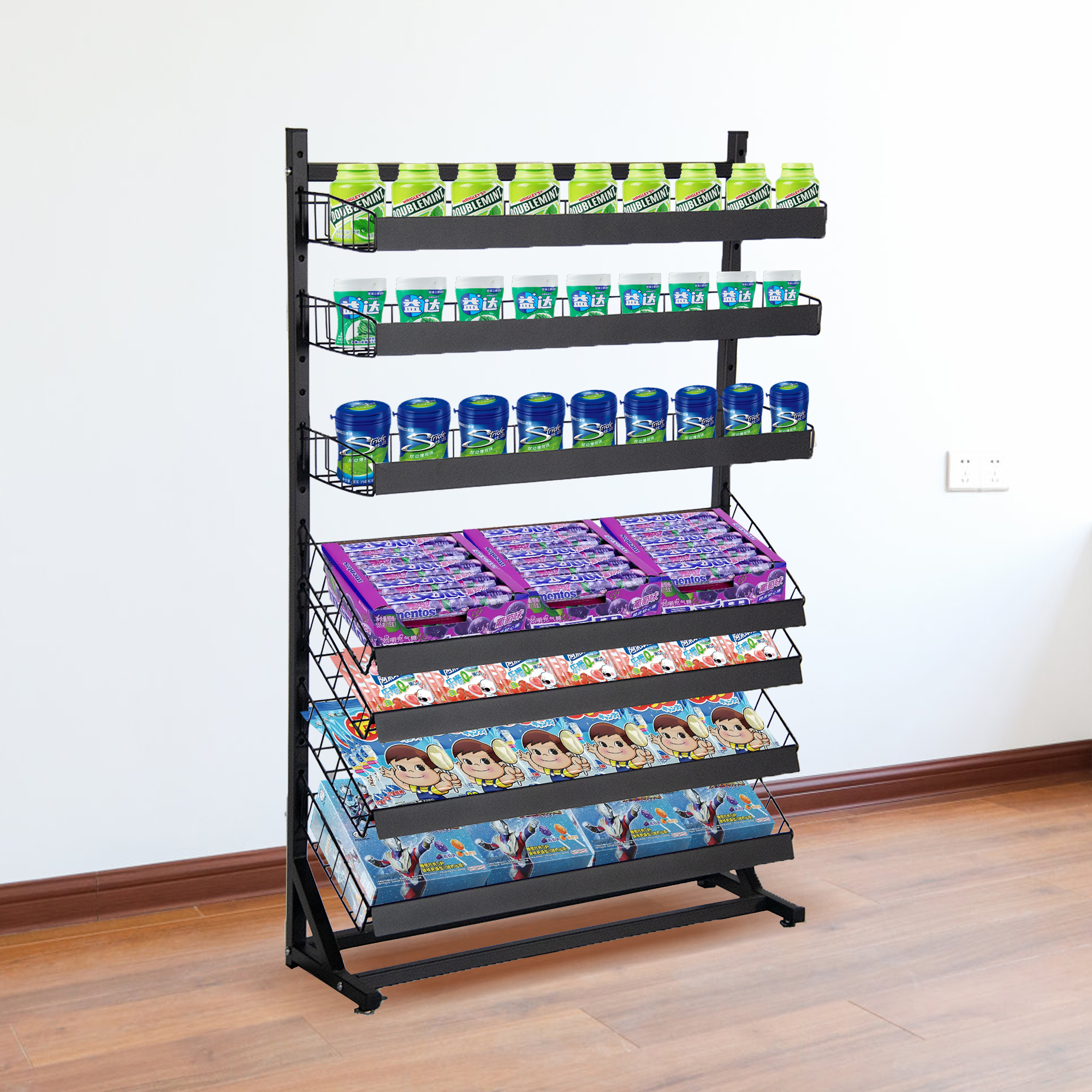 7-Tier Snack Wire Display Rack For Sweet & Chewing Gum