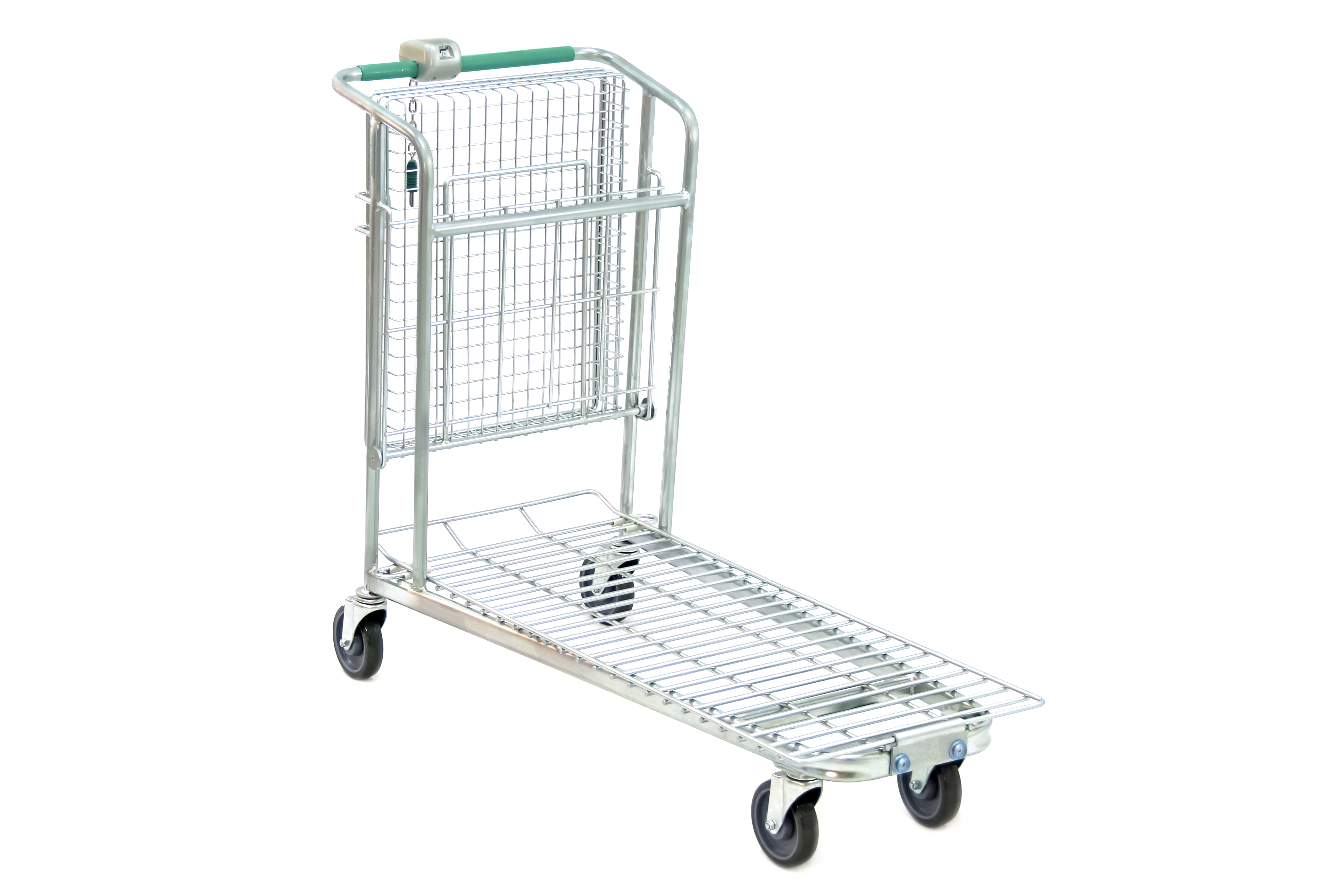 Two-Tier Flatbed Trolley with Foldable Basket – DIY & Garden Centre Cart – Heavy-Duty Utility Trolley