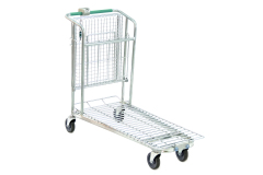 Two-Tier Flatbed Trolley with Foldable Basket – DIY & Garden Centre Cart – Heavy-Duty Utility Trolley