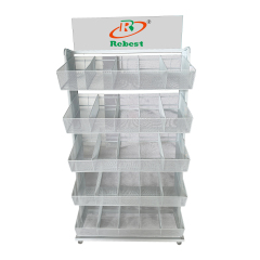 5-Tier Dinnerware Display Stand with 25 Baskets – Heavy-Duty Metal Rack for Retail Stores and Showrooms