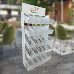 5-Tier Dinnerware Display Stand with 25 Baskets – Heavy-Duty Metal Rack for Retail Stores and Showrooms