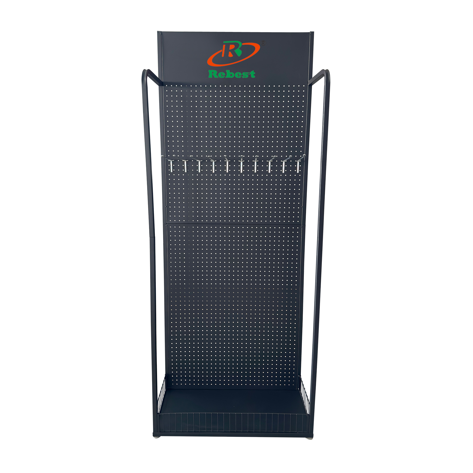 Metal Party Display Rack with Hooks & Logo Header