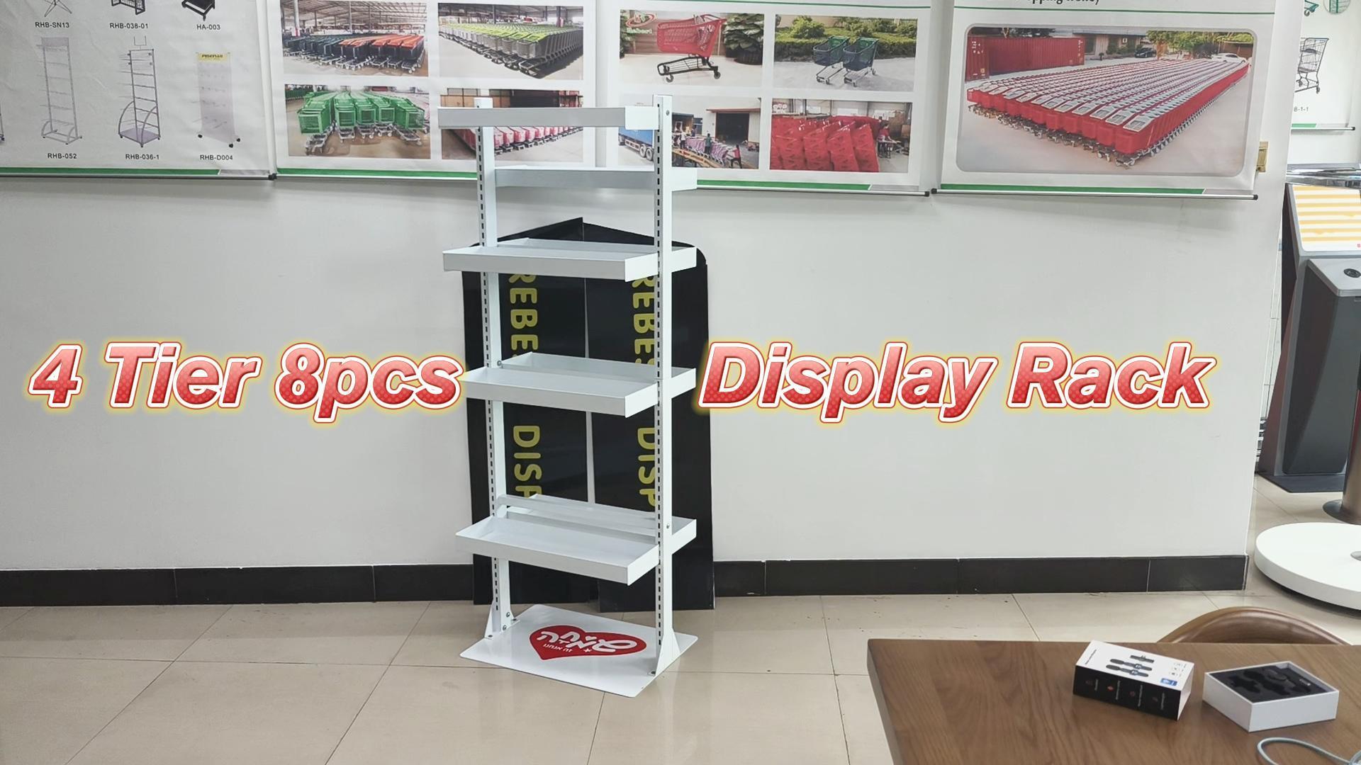 4 Tier 8pcs Snack Organizer Candy Display Rack for Countertop Snack Rack Portable Chip Rack Black Metal Snack Shelf for Retail Stores Kitchen Office