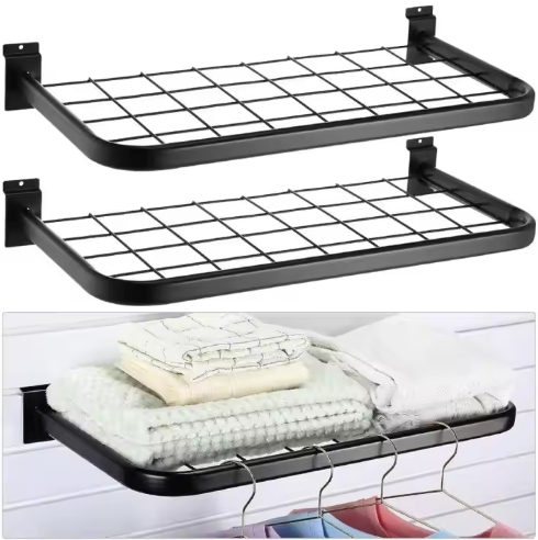 Slatwall U-Shaped Chrome Metal Wire Shelf 900x300mm | Retail Display