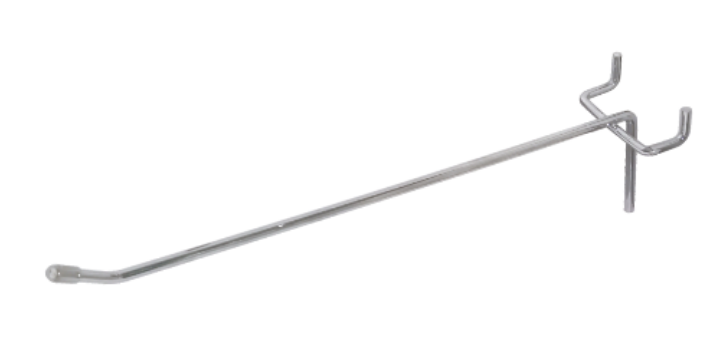 Metal Pegboard Single Hook – Chrome, 100–300mm