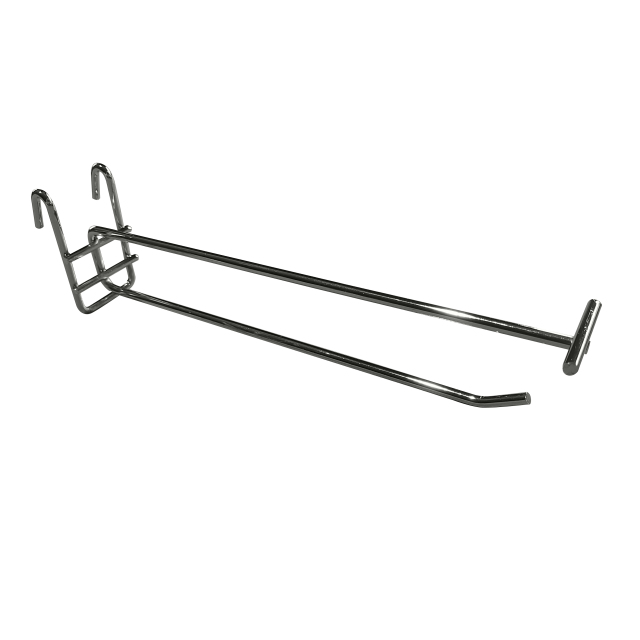 Chrome Plated Grid Wire Mesh Single Prong Display Hook With Price Holder