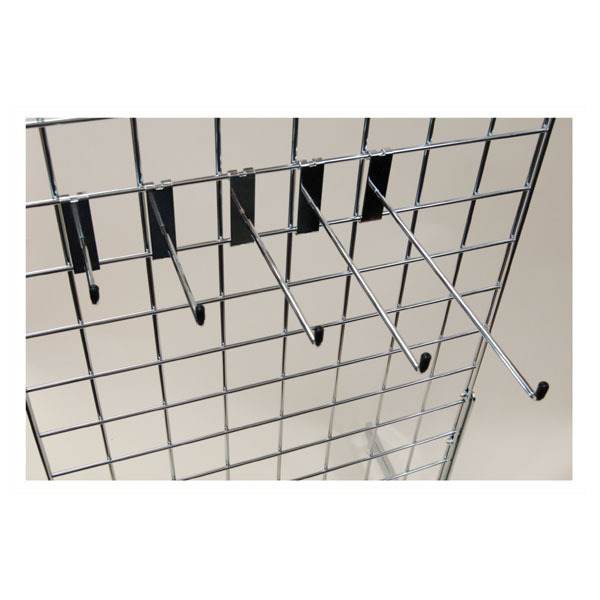Gridwall Mesh Panel Single Prong Display Hook – Chrome/Black