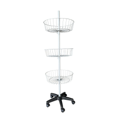 3 Tier Wire Basket Spinner Display Rack | Floor Stand