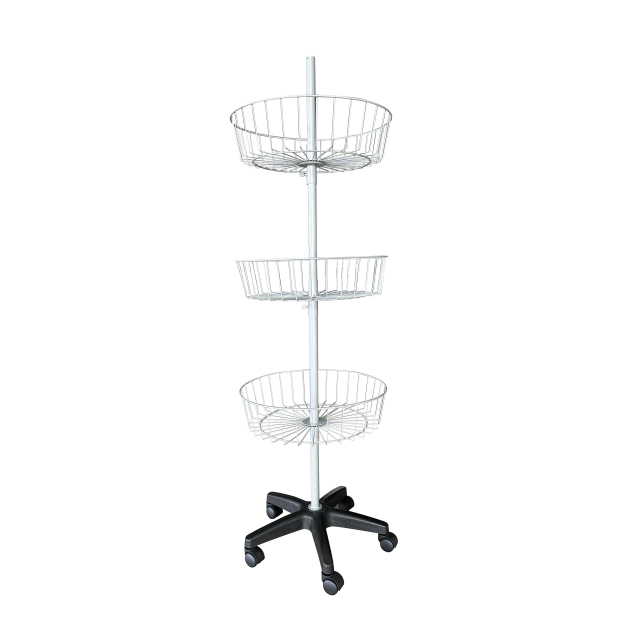 3 Tier Wire Basket Spinner Display Rack | Floor Stand