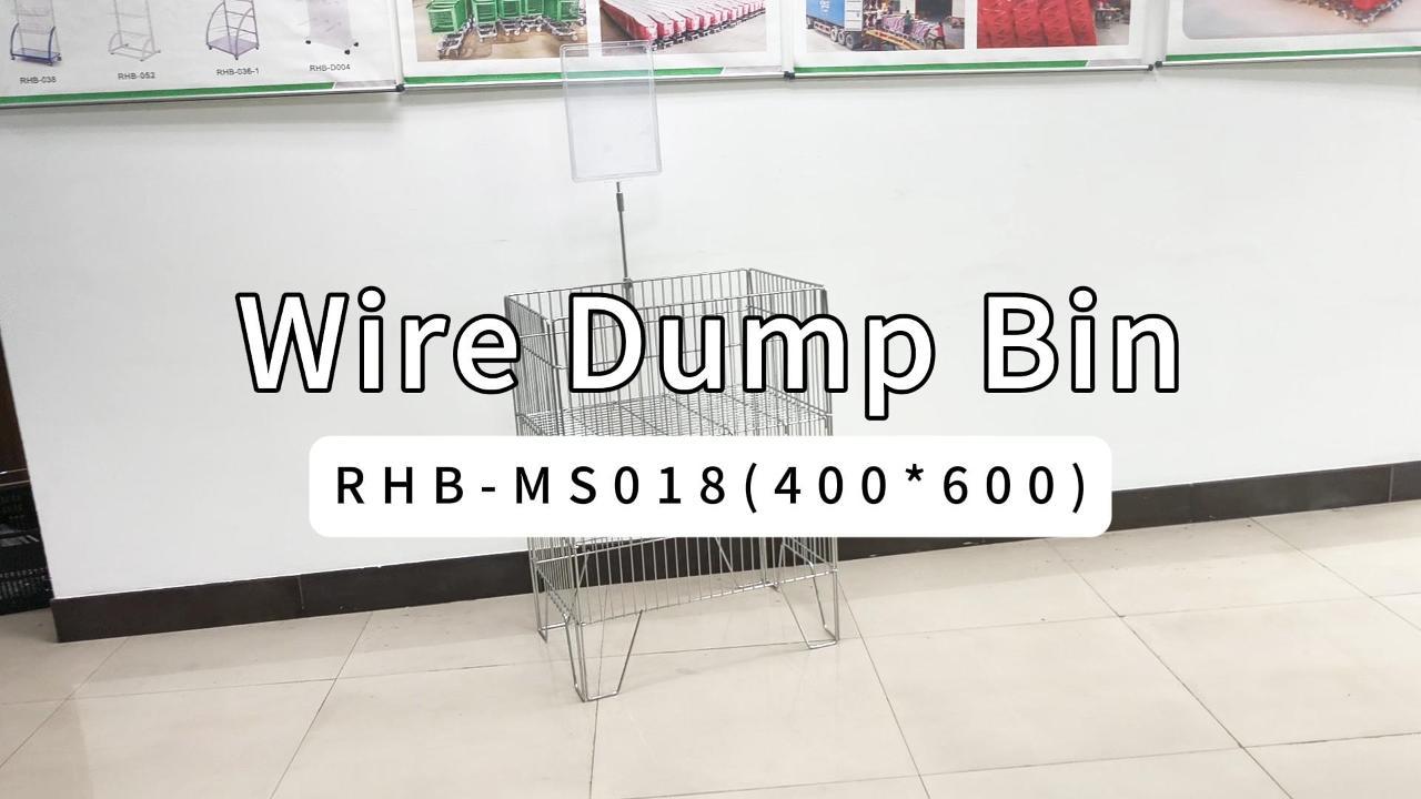 Large Square Zinc Dump Basket – Collapsible Display Bin