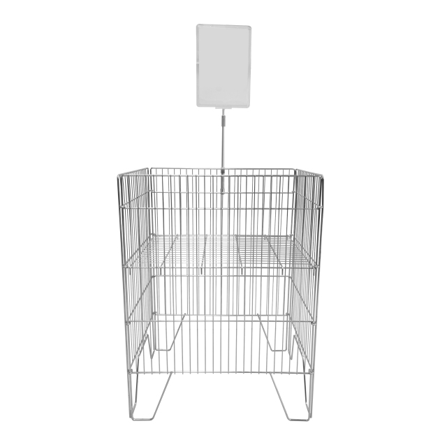 Large Square Zinc Dump Basket – Collapsible Display Bin