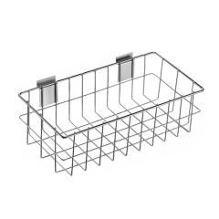 Metal Slatwall Hanging Basket – Chrome Storage Bin