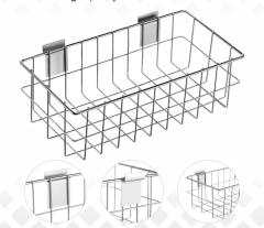 Metal Slatwall Hanging Basket – Chrome Storage Bin