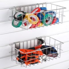 Metal Slatwall Hanging Basket – Chrome Storage Bin