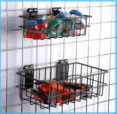 Metal Hanging Storage Baskets--Wire Grid Basket for Gridwall