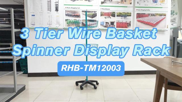 3 Tier Wire Basket Spinner Display Rack | Floor Stand