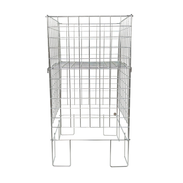 Metal Collapsible Wire Dump Bin With Adjustable Shelf 420x420x770mm
