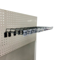 Thick Double Line Pegboard Display Hooks With Over Head Ticket Bar
