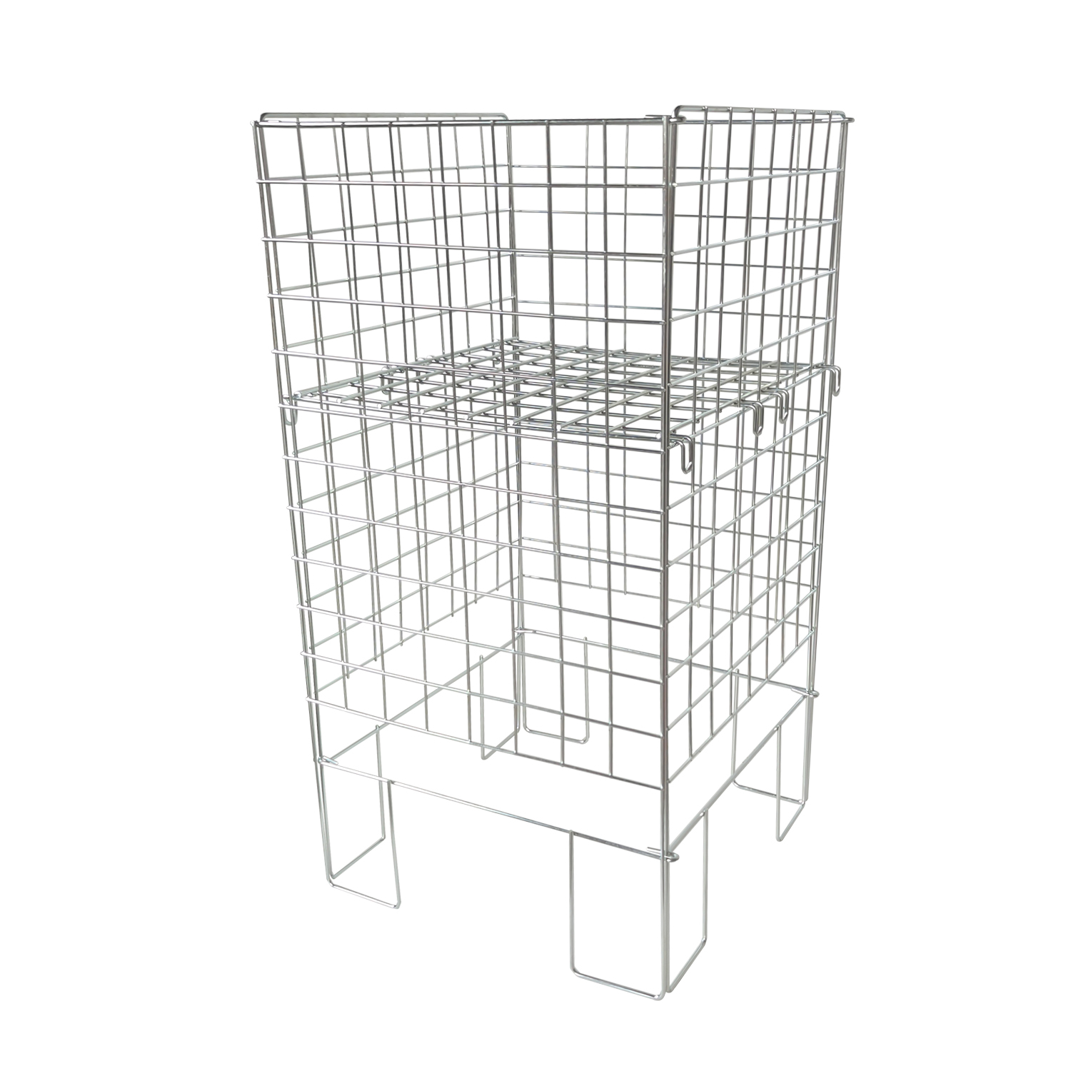 Metal Collapsible Wire Dump Bin With Adjustable Shelf 420x420x770mm