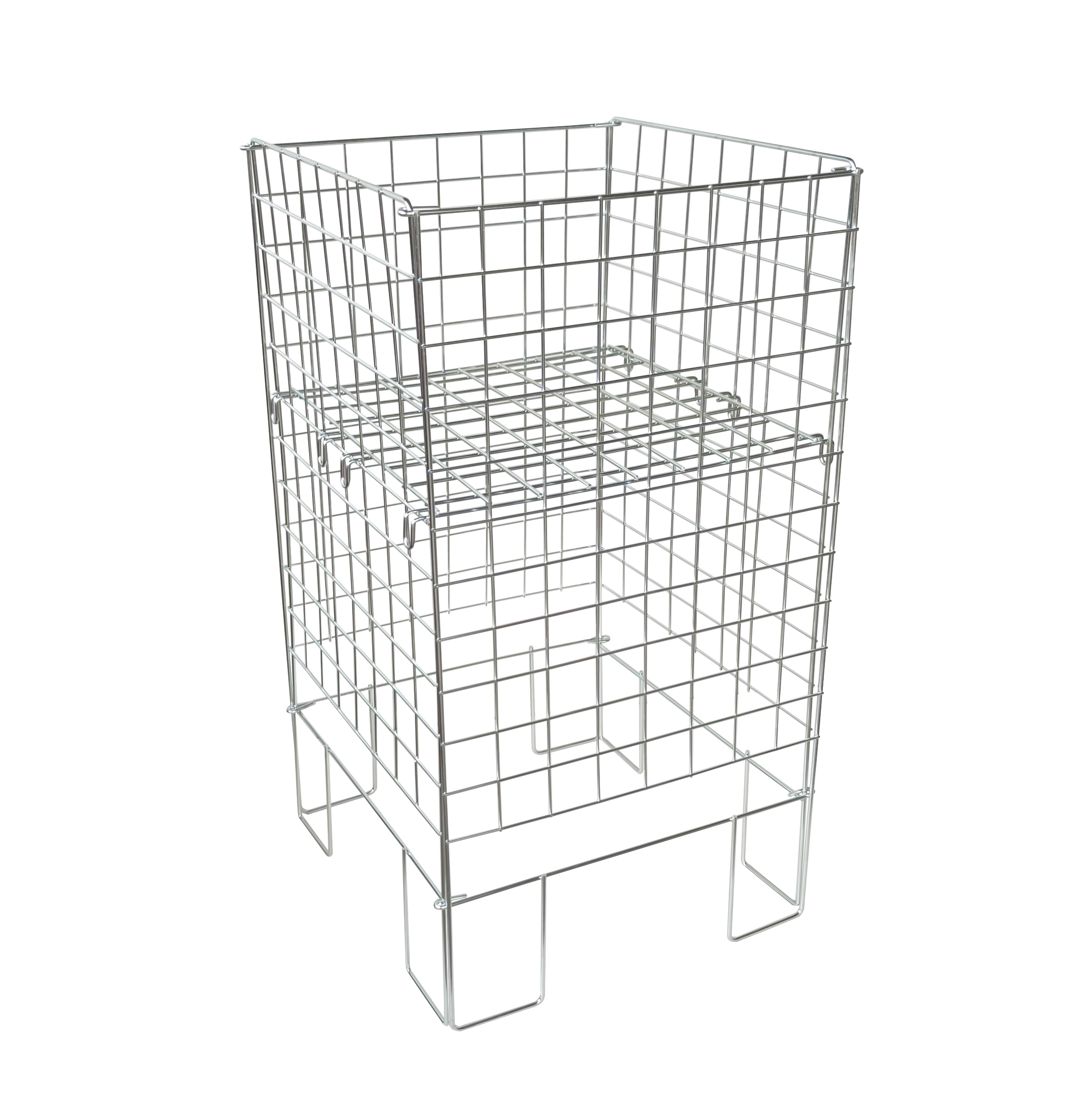 Metal Collapsible Wire Dump Bin With Adjustable Shelf 420x420x770mm