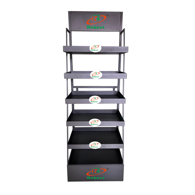Multi-Tiered Floor Standing Shelving Display with Header