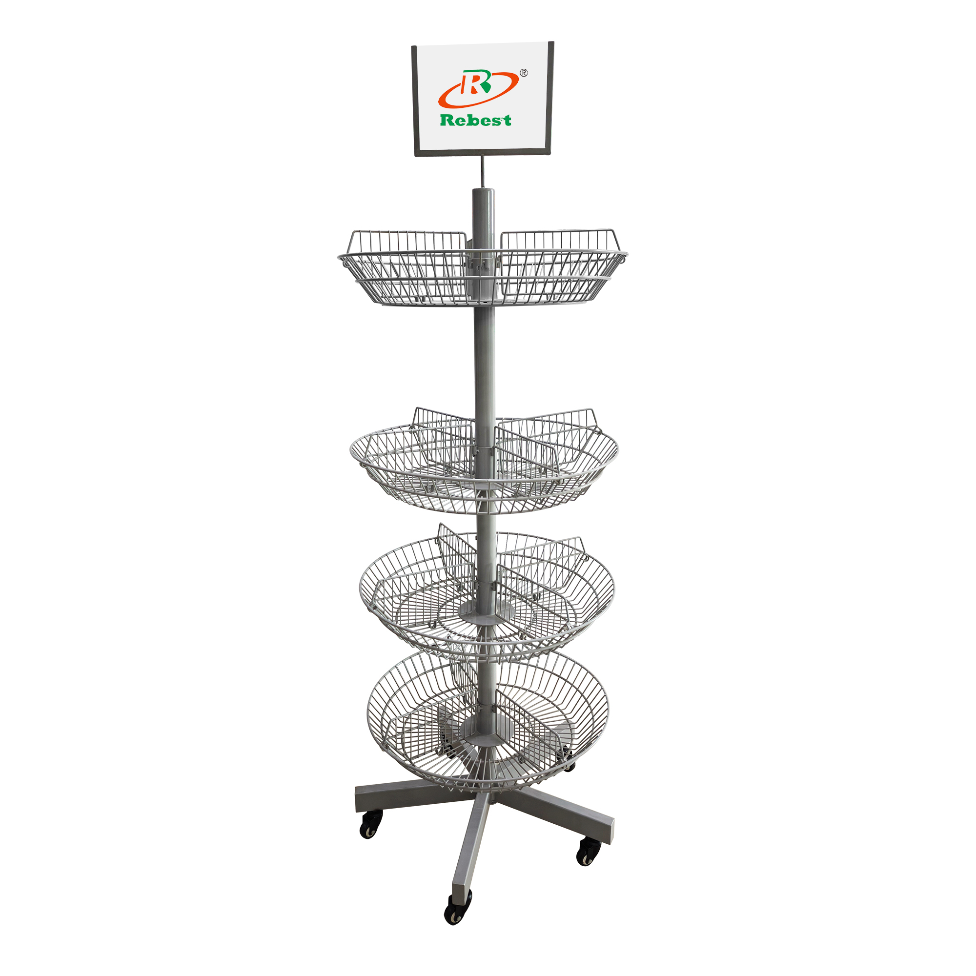 4-Tier Snack Display Rack | Durable Metal Retail Shelf