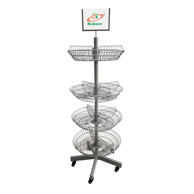 4-Tier Snack Display Rack | Durable Metal Retail Shelf