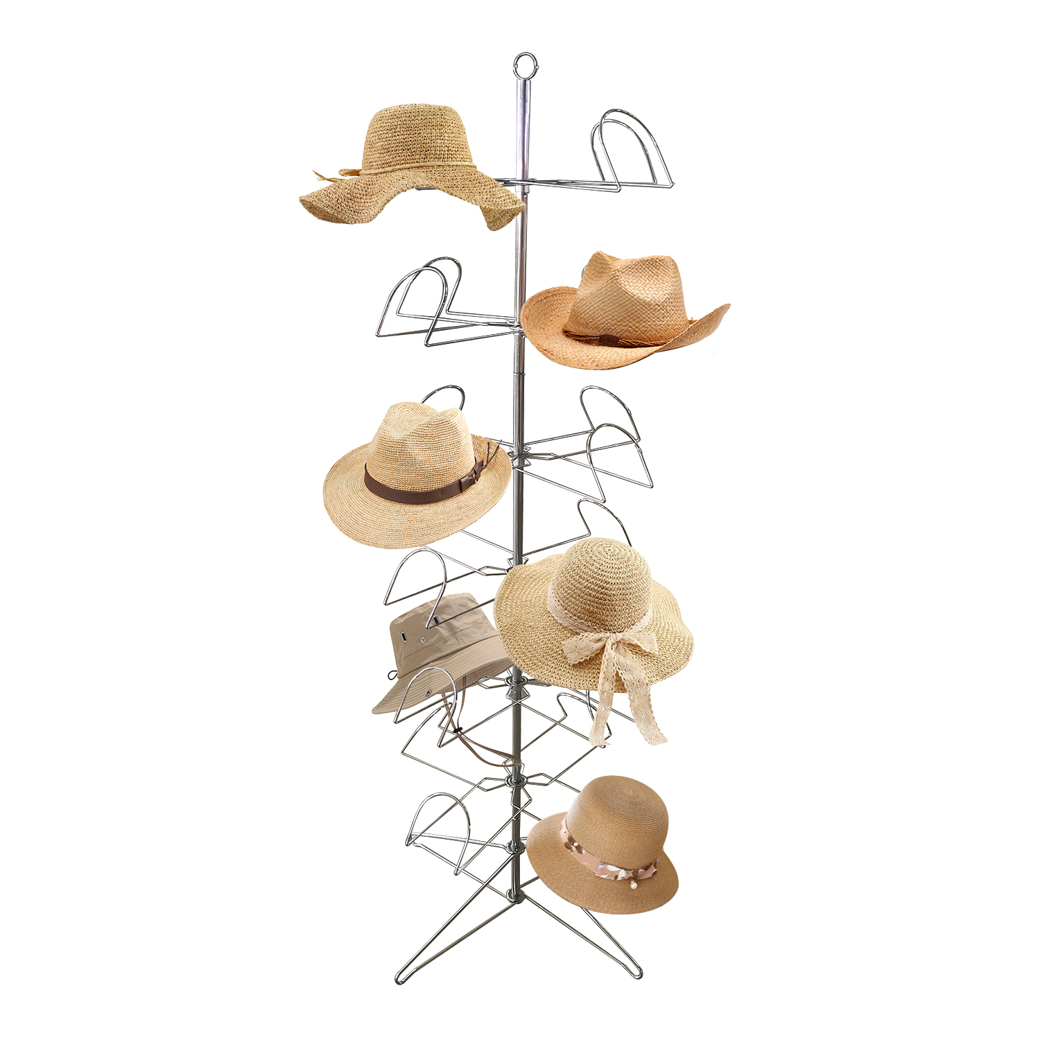 6-Tier Rotating Standing Hat Display Stand Rack for Baseball,cowboy hats& caps