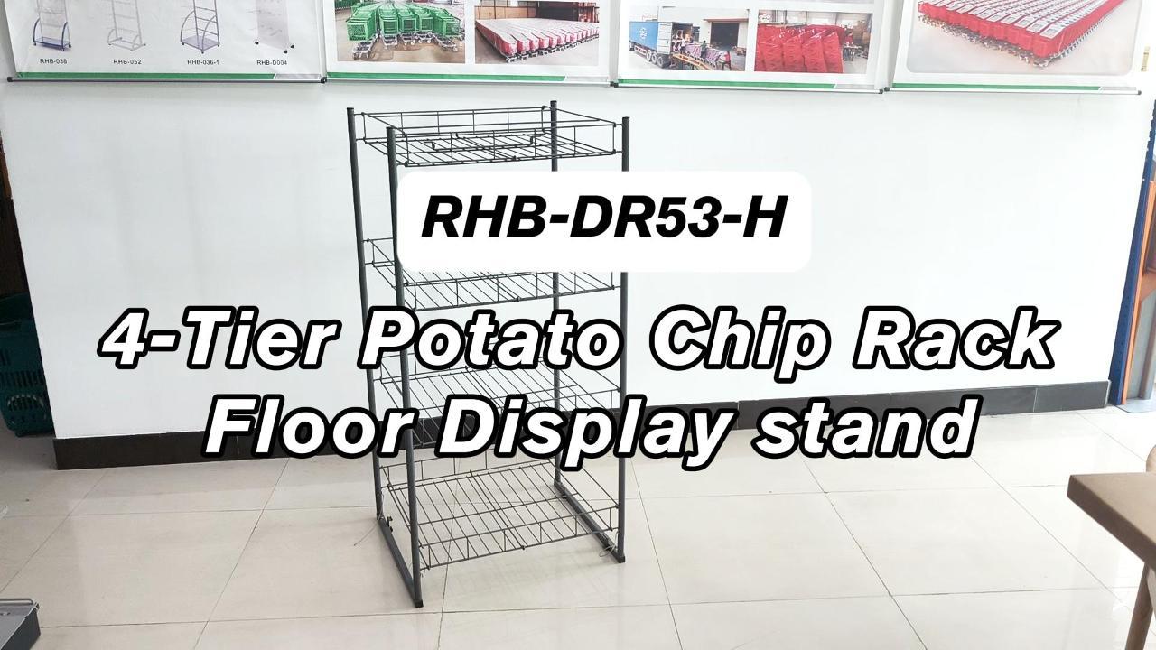 4-Tier Potato Chip Rack Floor Display Stand