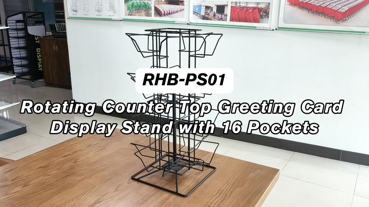 Rotating Counter Top Greeting Card Display Stand – 16 Pockets