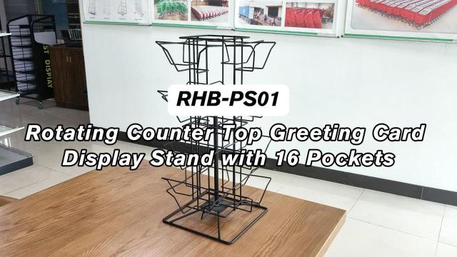 Rotating Counter Top Greeting Card Display Stand – 16 Pockets