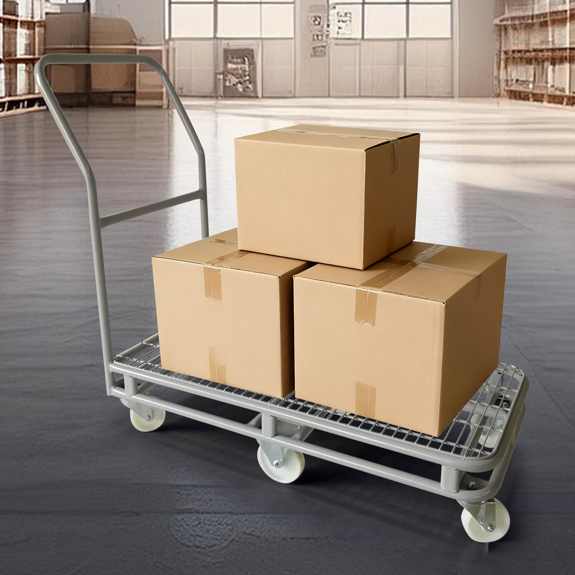6 Wheel Warehouse Cargo Platform Trolley| Mesh Transport cart