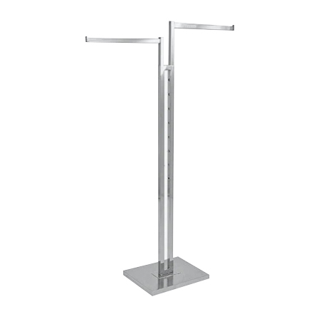Chrome Clothes Rail Display Stand - 2 Straight Arms