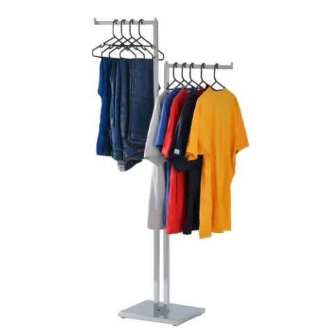 Chrome Clothes Rail Display Stand - 2 Straight Arms