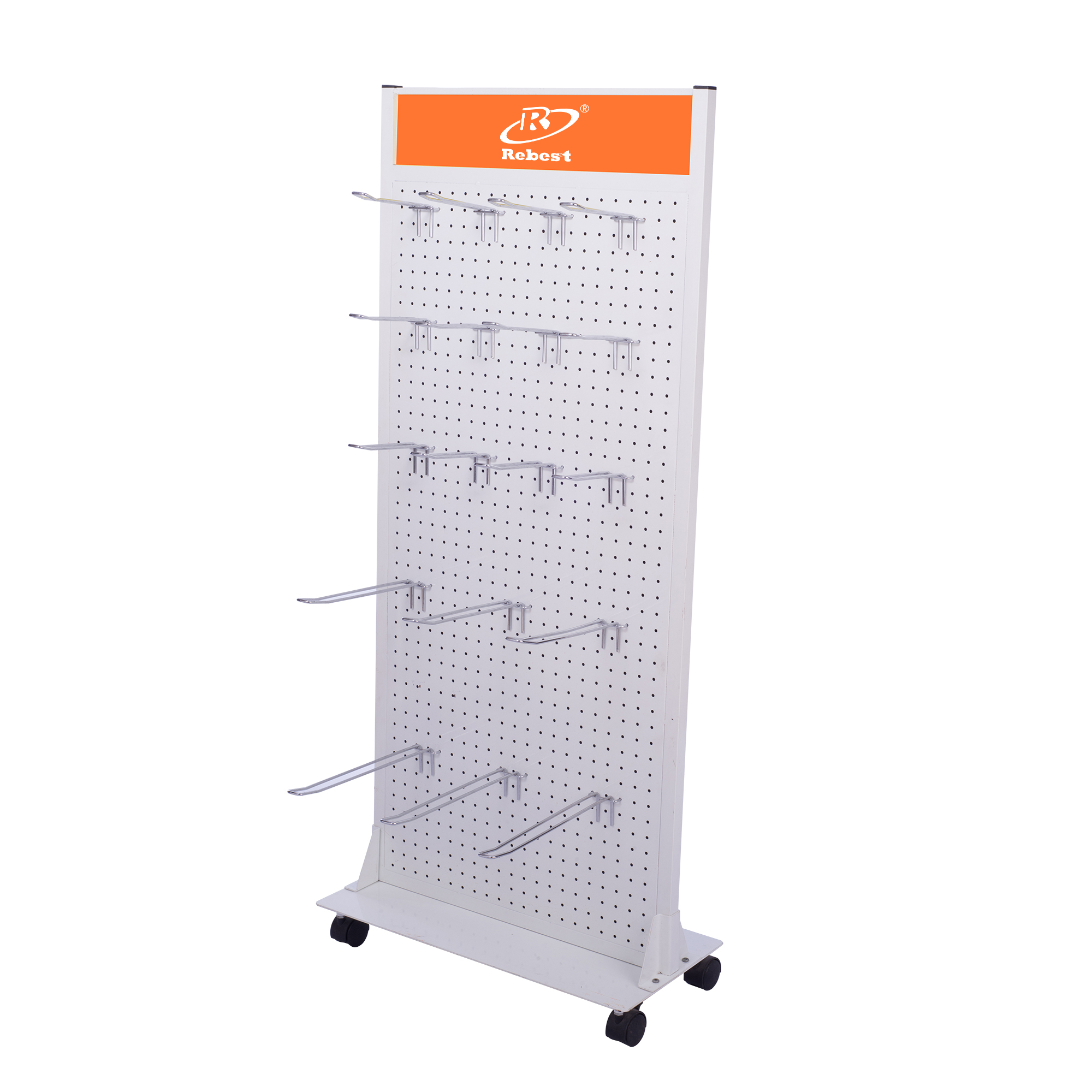 Double Side Pegboard Mobile Phone Accessories Display Rack With Hooks